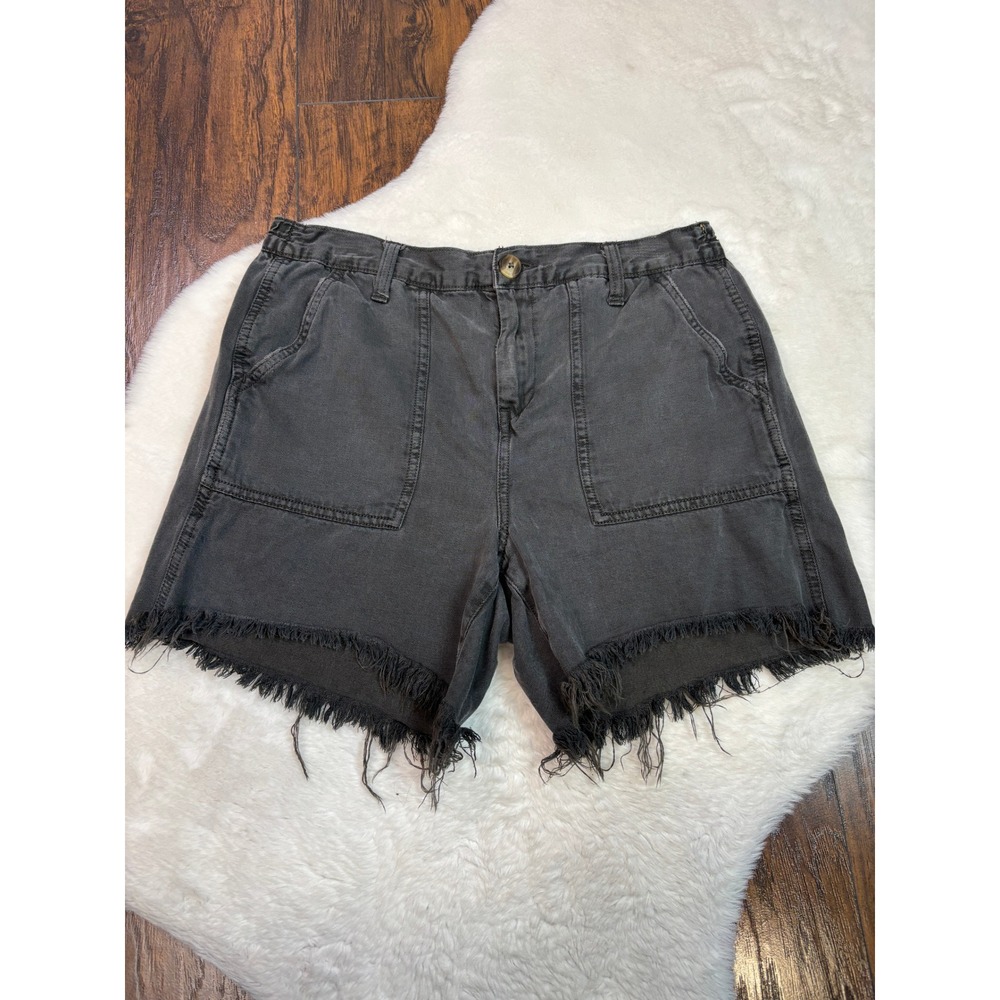 Aerie Shorts Small Charcoal Grey Frayed Hem High Rise Women